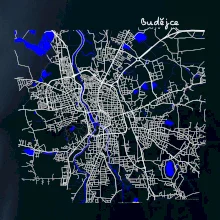 Budějce  - Mapa s vodními toky