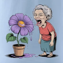 Stará paní plive na fialu