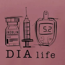 D I A life - kreslený insulin injekce a glukometr