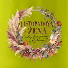 Listopadová žena s bílým vínem v boho věnci