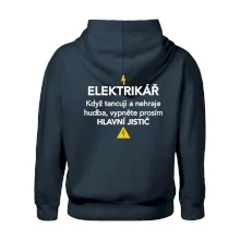 Elektrikář - hlavní jistič - Nápis na zádech
