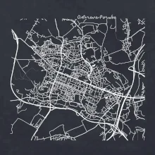 Mapy měst černobílé Ostrava Poruba