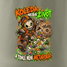 Halloweenský koledník s pytlem strašidelných sladkostí
