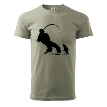 Rybář tahající rybu