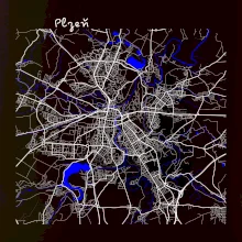 Plzeň mapa s vodními toky