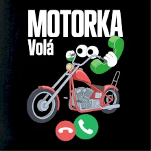 Karikatura motorka chopper volá