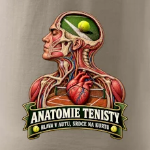 Anatomie tenisty hlava v autu srdce na kurtu