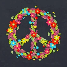 Peace symbol červené květiny