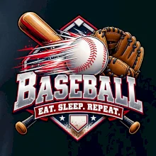 Baseballová pálka s rukavicí eat sleep repeat
