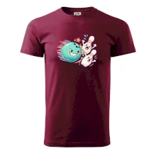 Bowling vtipná koule honí vystrašené kuželky