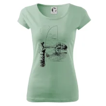 Kreslený rybář s podběrákem