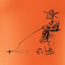 Kreslený rybář na pařezu