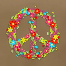 Peace symbol červené květiny