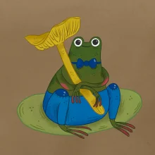 Žába s houbou  (studio-arte.cz)