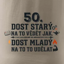 50 - dost starý na to vědět jak  - modrý nápis