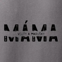 Černý nápis máma a jména dětí