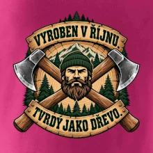 Dřevorubec vyroben v říjnu s překříženými sekerami