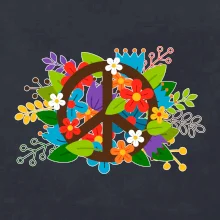 Peace symbol prorostlý květinami