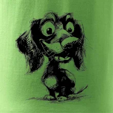 Černobílá karikatura jezevčík