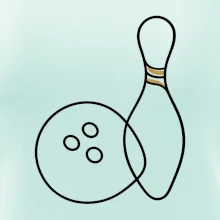 Bowling minimalistická linka s koulí a kuželkou
