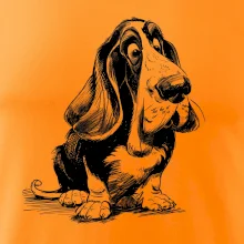 Černobílá karikatura baset