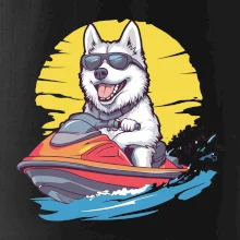 Husky na vodním skútru