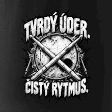 Tvrdý úder čistý rytmus - černobílé zkřížené paličky