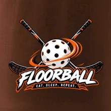 Florbalové hokejky s děrovaným míčkem eat sleep repeat