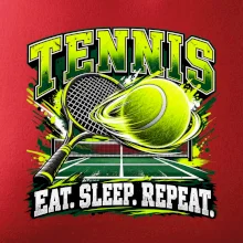 Tenisová raketa a míček eat sleep repeat