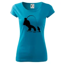 Rybář tahající rybu