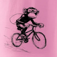 Opice s batohem na kole