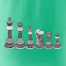 Šachové figurky v řadě - kreslené