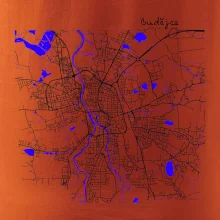 Budějce  - Mapa s vodními toky