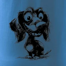 Černobílá karikatura jezevčík