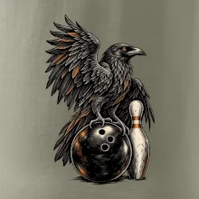 Bowling havran s koulí a kuželkou