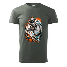 Listopadový horský cyklista při adrenalinovém skoku
