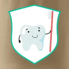 Zoubek na prsu - zubní kartáček