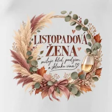 Listopadová žena s bílým vínem v boho věnci
