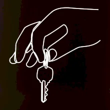 Klíče a ruka jedním tahem