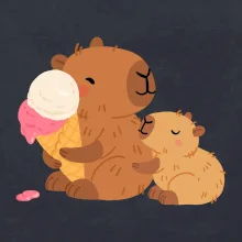 Kapybara se zmrzlinou