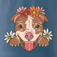 Americký stafordširský teriér hlava s květinami