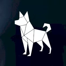 Origami pes z boku