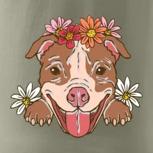 Americký stafordširský teriér hlava s květinami