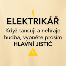 Elektrikář - hlavní jistič - Nápis na zádech