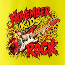 Rocková listopadová kytara s dětskými rukama