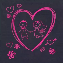 Svatba - kreslené srdce