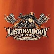 Listopadový motorkář se strojem a ohnivými křídly