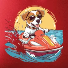 Jack russell teriér na vodním skútru