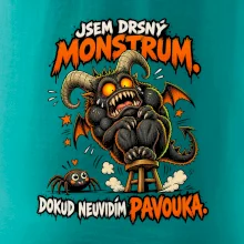 Drsné rohaté monstrum se bojí pavoučka