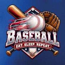 Baseballová pálka s rukavicí eat sleep repeat